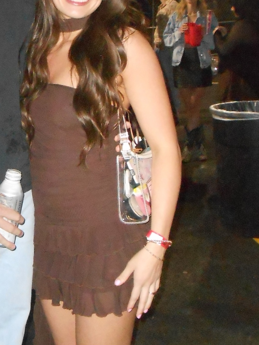 Brown Strapless Ruffle Mini Dress - Women's Elegant Tube Dress

With neck piece!